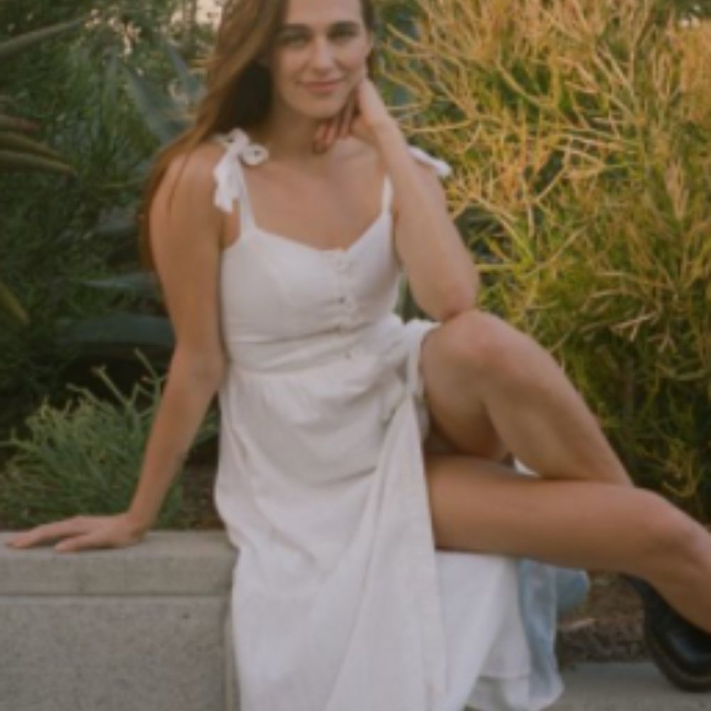 NWT 100% cotton tie-shoulder midi dress